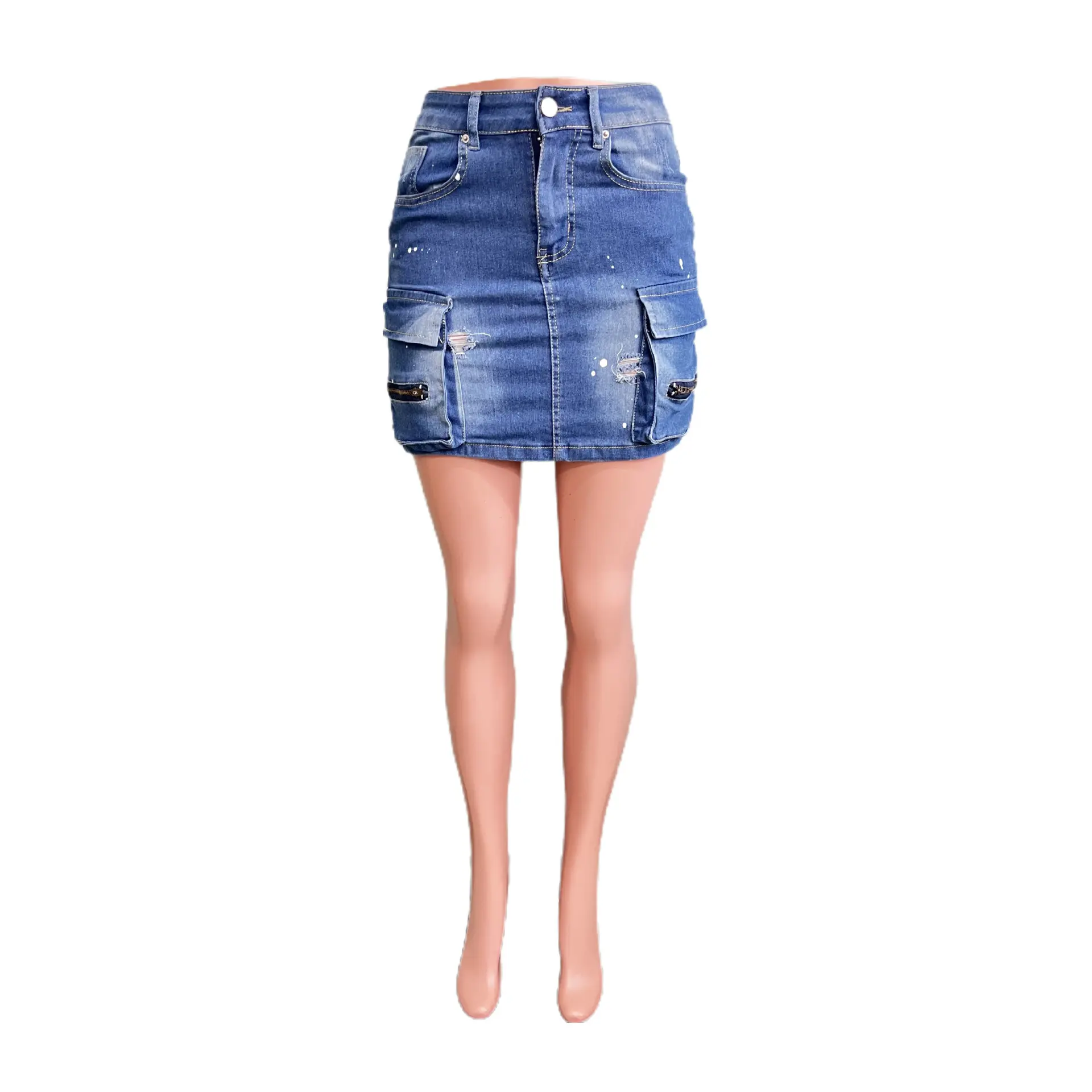 Short Skirt Women Denim Skirts A Line Sexy Streetwear Hip Wrap Pockets Slim Fit Y2k Mom Jeans Summer Elegant Party Club 2025