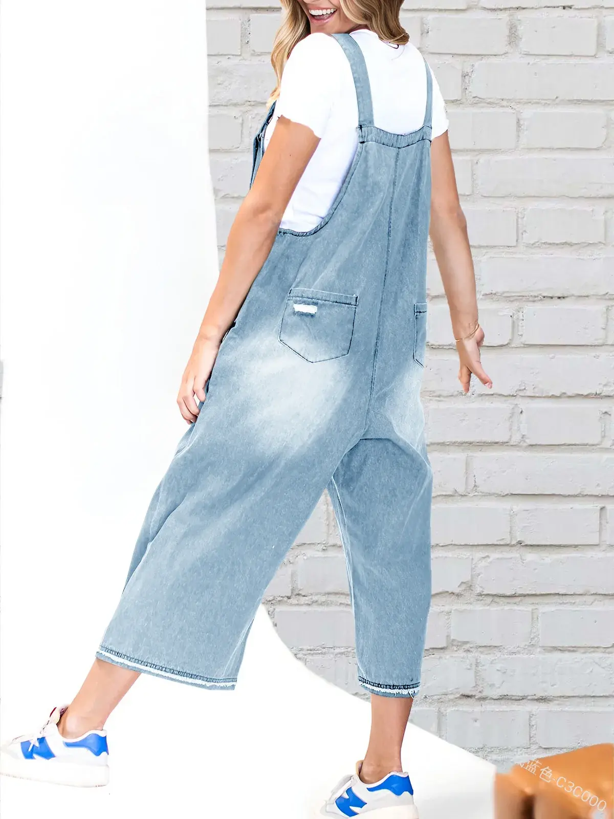 Hole Jeans Overalls Women Jumpsuits Washed Denim Ankle Length Trousers One Piece Y2k Streetwear Pockets Casual Ripped Suspenders
