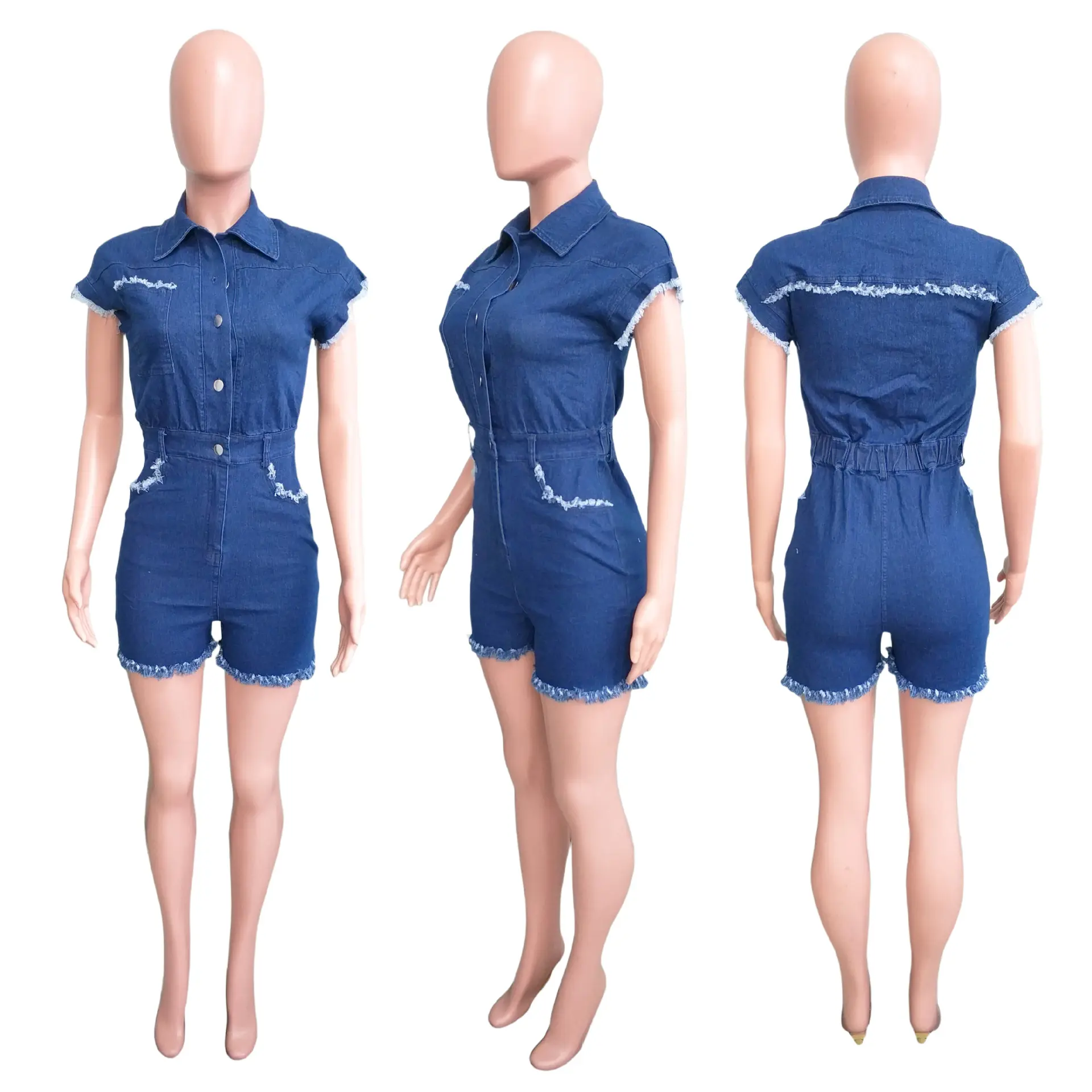 Demin Overalls Women Short Pants Jumpsuits Shorts One Piece Y2k Mom Jeans High Waist Streetwear Single Breasted Rompers Club