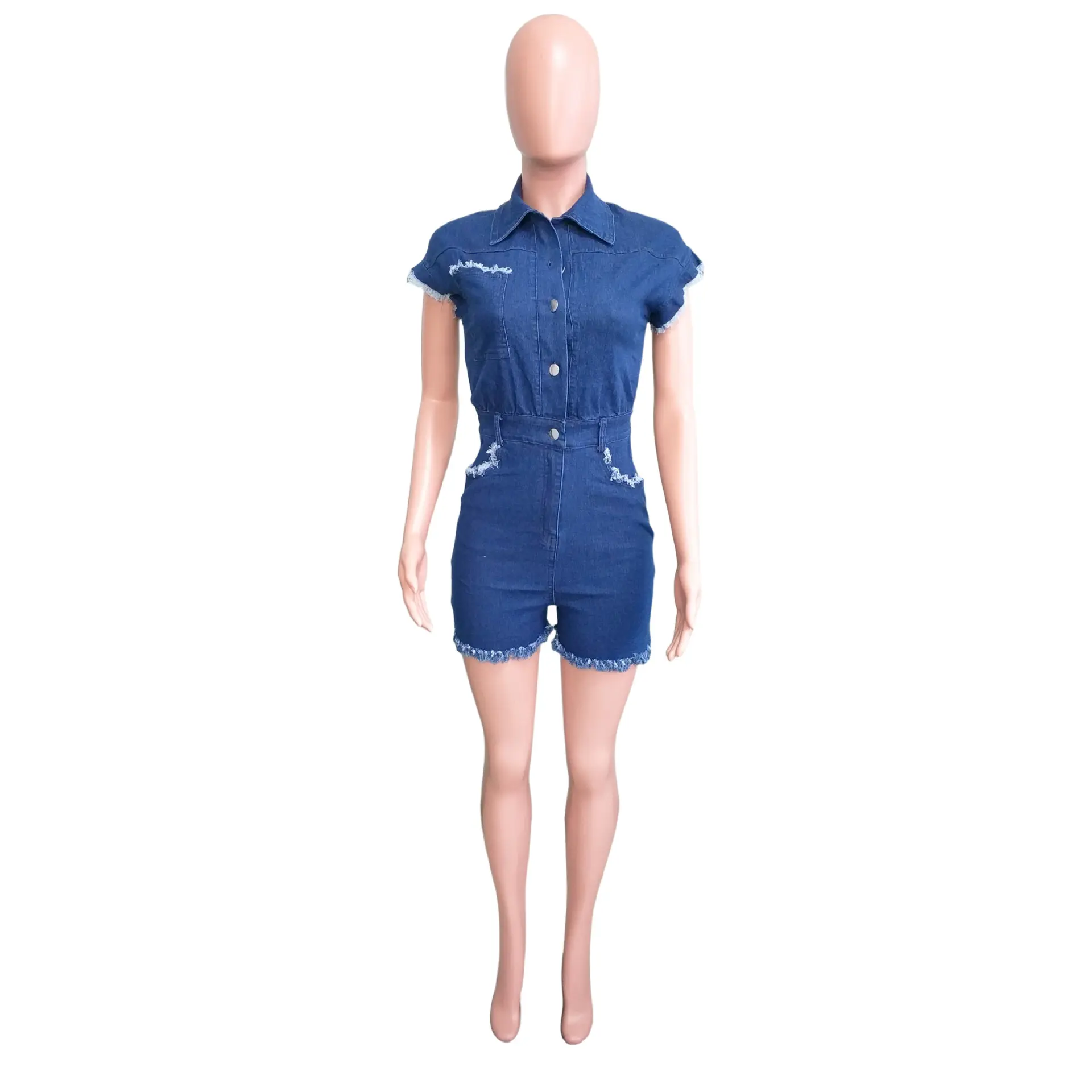 Demin Overalls Women Short Pants Jumpsuits Shorts One Piece Y2k Mom Jeans High Waist Streetwear Single Breasted Rompers Club