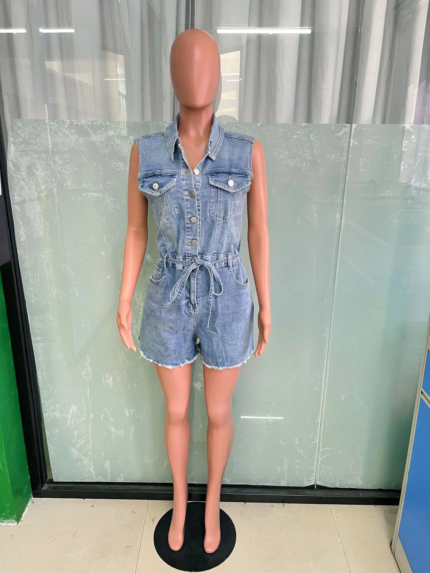 Denim Jumpsuits Women Shorts One Piece Sleeveless Mom Jeans Overalls Short Pants Rompers Y2k Streetwear Single Breasted 2025