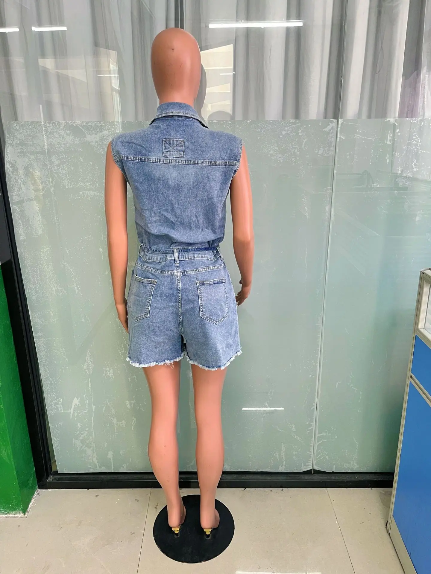 Denim Jumpsuits Women Shorts One Piece Sleeveless Mom Jeans Overalls Short Pants Rompers Y2k Streetwear Single Breasted 2025