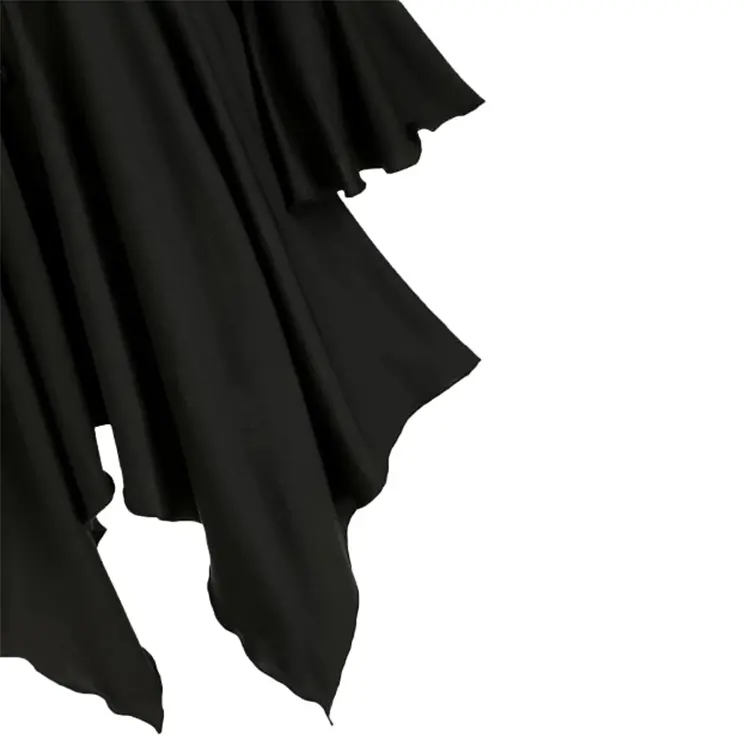 Women's Trench Coat Vintage Long Hooded Capes Long Sleeve Irregular Hem Halloween Cosplay Punk Costume Female Gothic Clothing