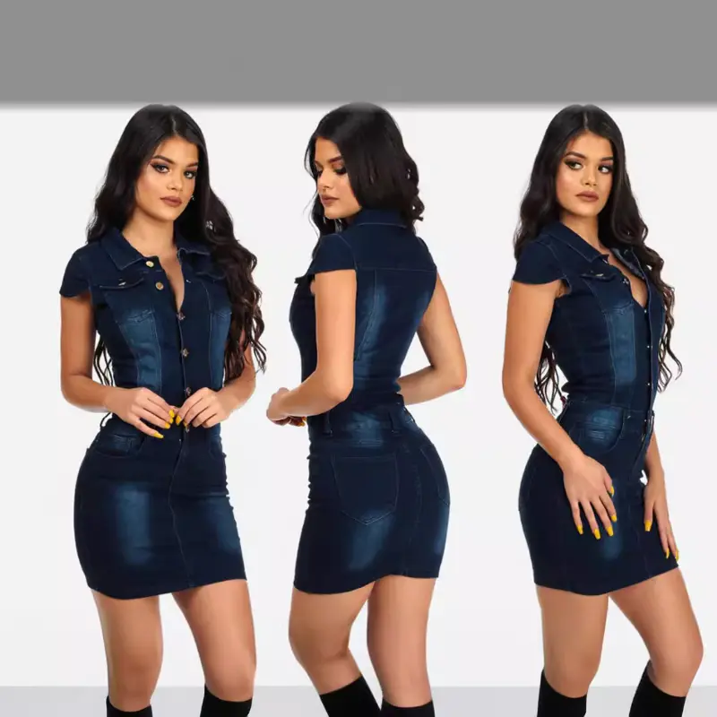 Mini Dress Women Denim Dresses High Waist Sexy Slim Fit Bodycon Vestidos Streetwear Y2k Sleeveless Elegant Summer Mom Jeans