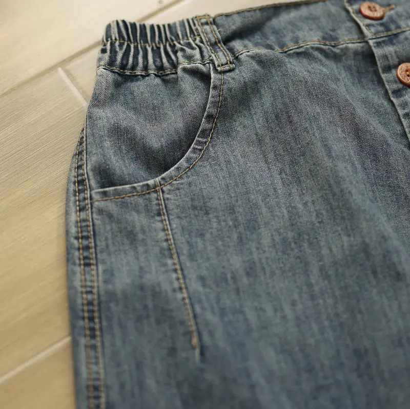 Denim Skirts Women Mid Length Skirt A Line Mom Jeans Streetwear Elegant Splice Y2k Work Casual High Waist Embroidery Floral 2025