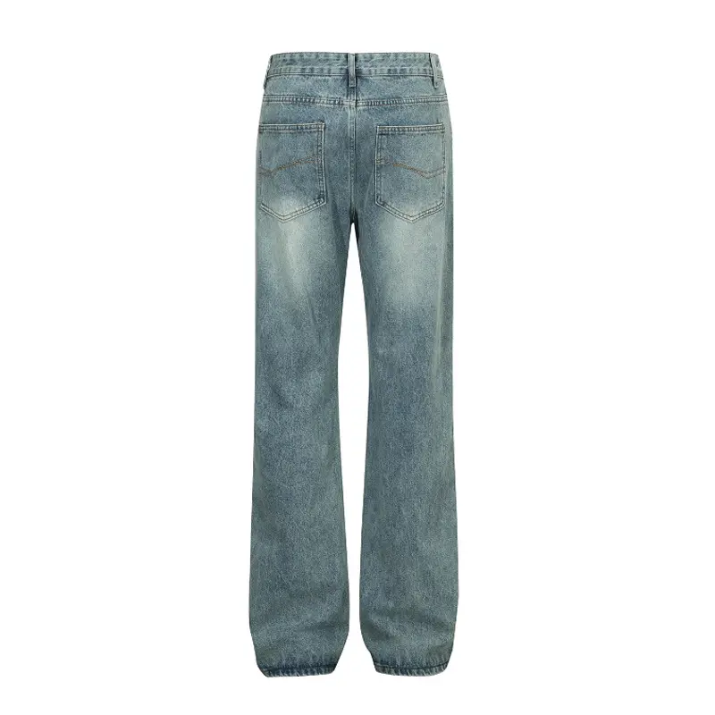 Men Denim Flare Pant Jeans Long Pants Pocket Simple High Waist Straight Trousers Streetwear Splice Casual Punk Gothic 2025