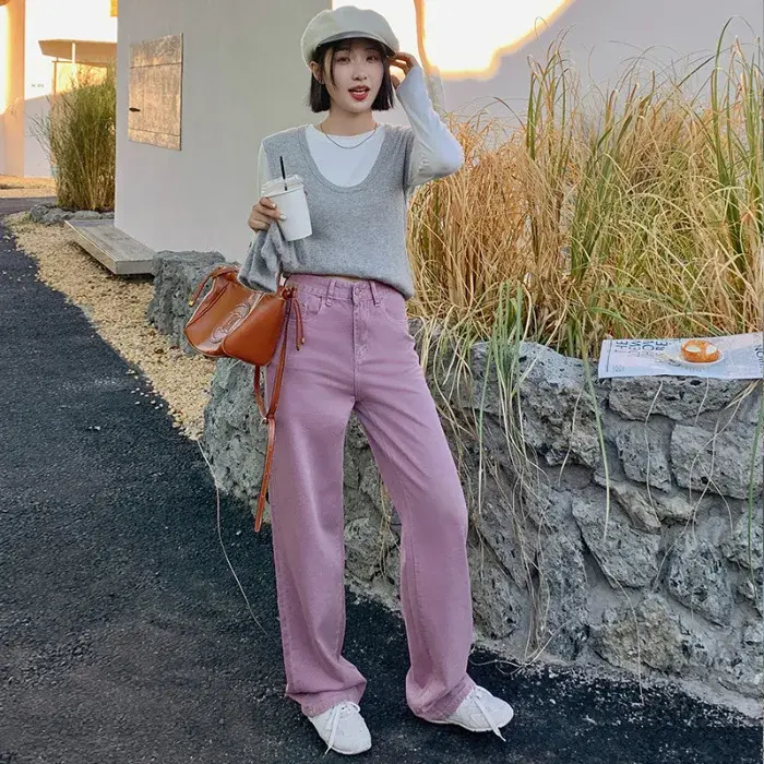 Jeans Women Wide Leg Pants Low Waist Pockets Washed Denim Mom Basics Straight Trousers Distressed Streetwear Floor Length 2025