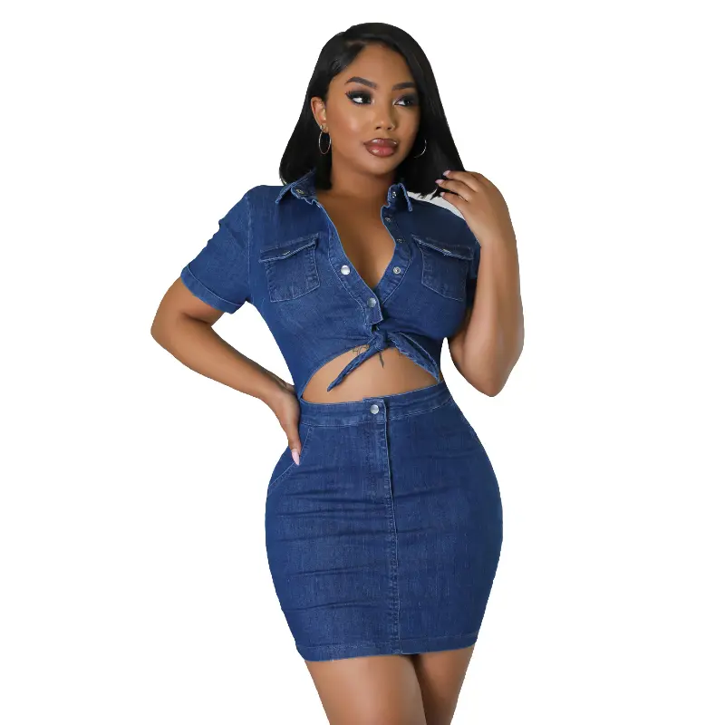 Bodycon Dress Women Denim Dresses Mom Jeans Short Sleeve Mim High Waist Vestidos Sexy Streetwear Elegant Y2k Party Club 2025