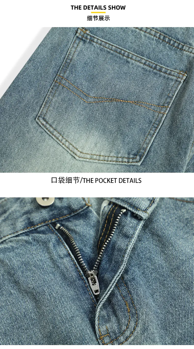 Men Denim Flare Pant Jeans Long Pants Pocket Simple High Waist Straight Trousers Streetwear Splice Casual Punk Gothic 2025