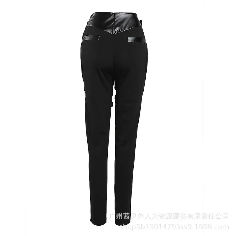 Women Elastic Waist Leggings Pants Sexy Mesh Stitching Party Club Stretch Zipper Lace Patchwork Solid Color Trousers Street