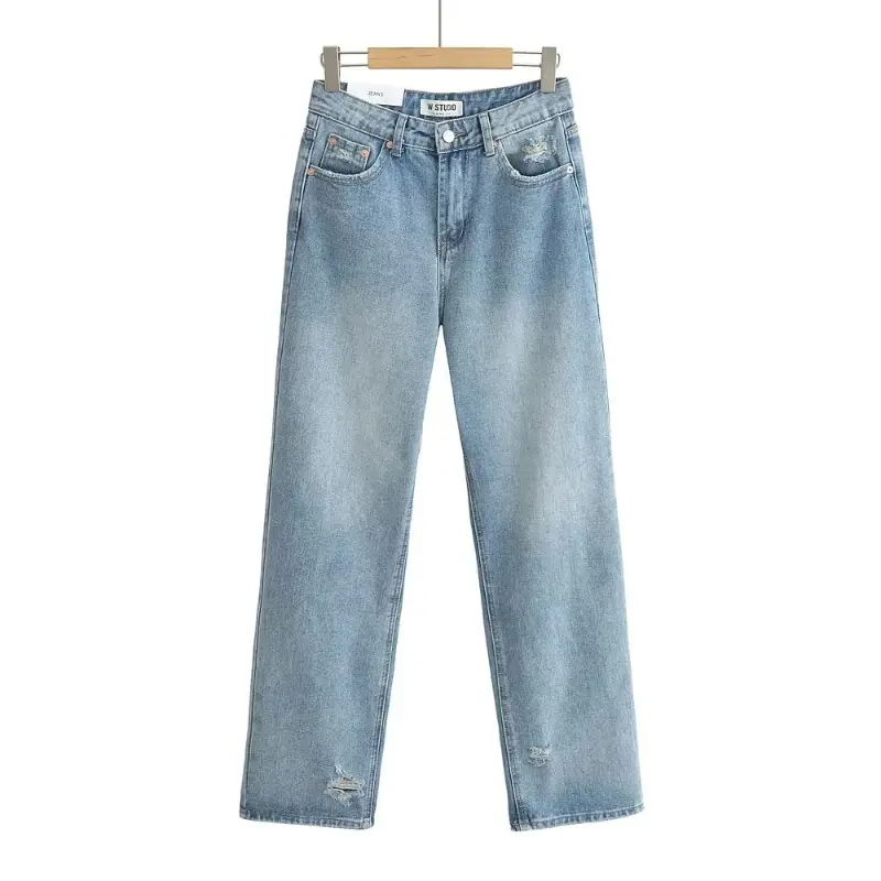 Denim Pant Women Mom Jeans Wide Leg Long Pants High Waist Straight Trousers Y2k Streetwear Casual Loose Work Party Club 2025
