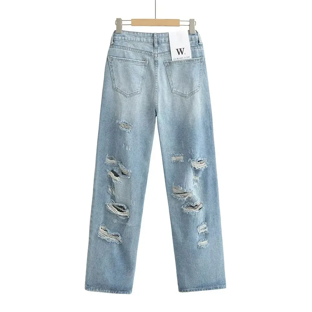 Denim Pant Women Mom Jeans Wide Leg Long Pants High Waist Straight Trousers Y2k Streetwear Casual Loose Work Party Club 2025