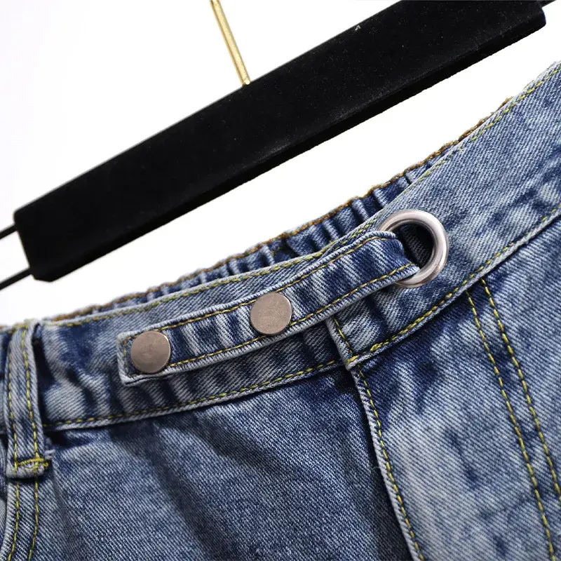 Denim Pants Women Elastic High Waist Washed Jeans Pocket Spring Summer Casual Trousers 2025 Baggy Work Jean Women Vintage