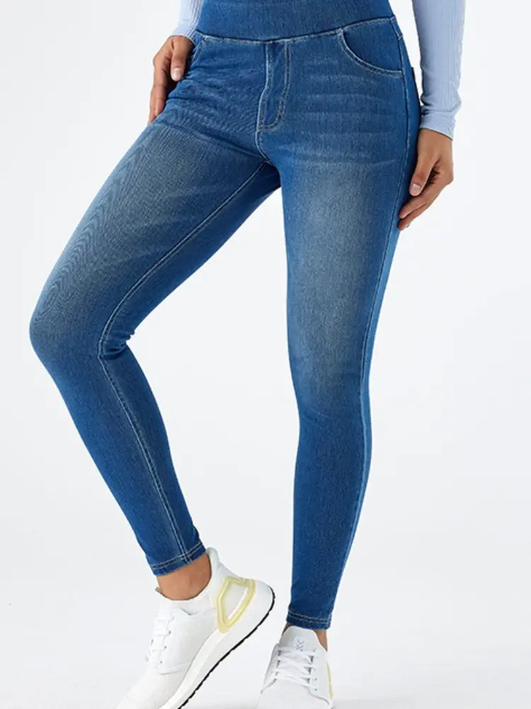 Jeans Women Denim Pant Long Pants Yoga Slim Mom Jeans High Waist Sheath Trousers Casual Pocket Y2k Streetwear Elegant Work 2025