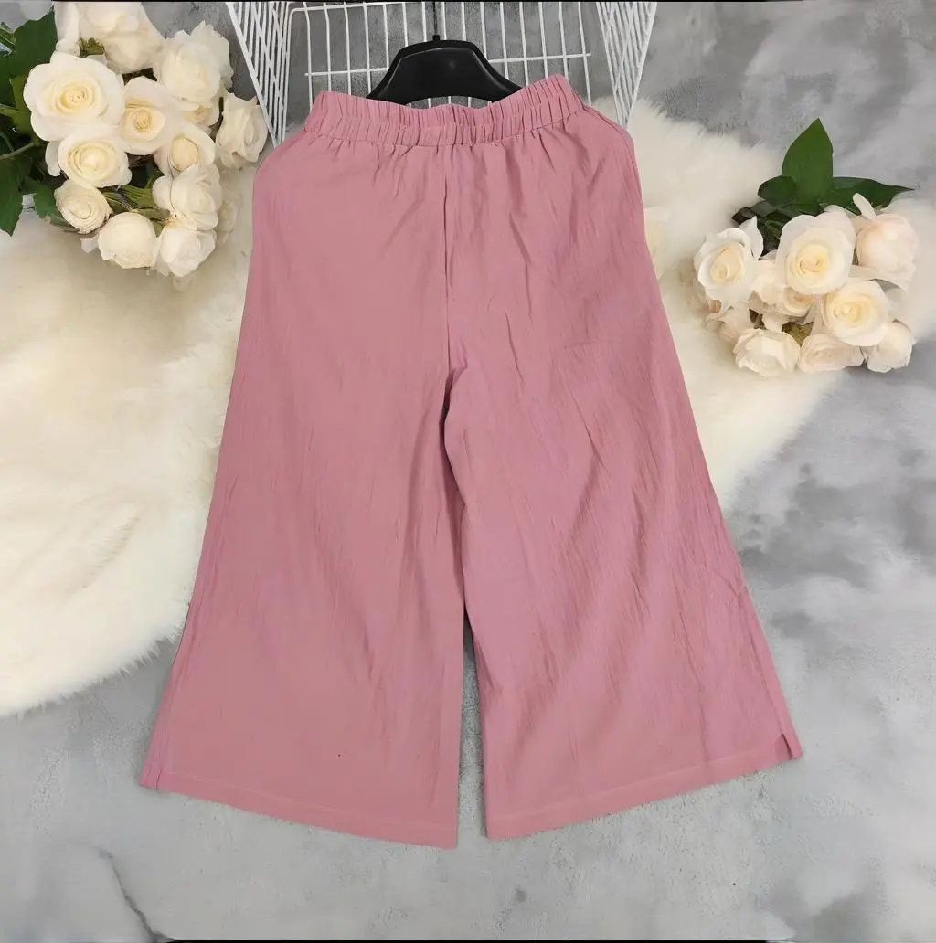 Wide Leg Pant Women Long Pants Casual Loose High Waist Straight Trousers Regular Y2k Streetwear Elegant Embroidery Capris
