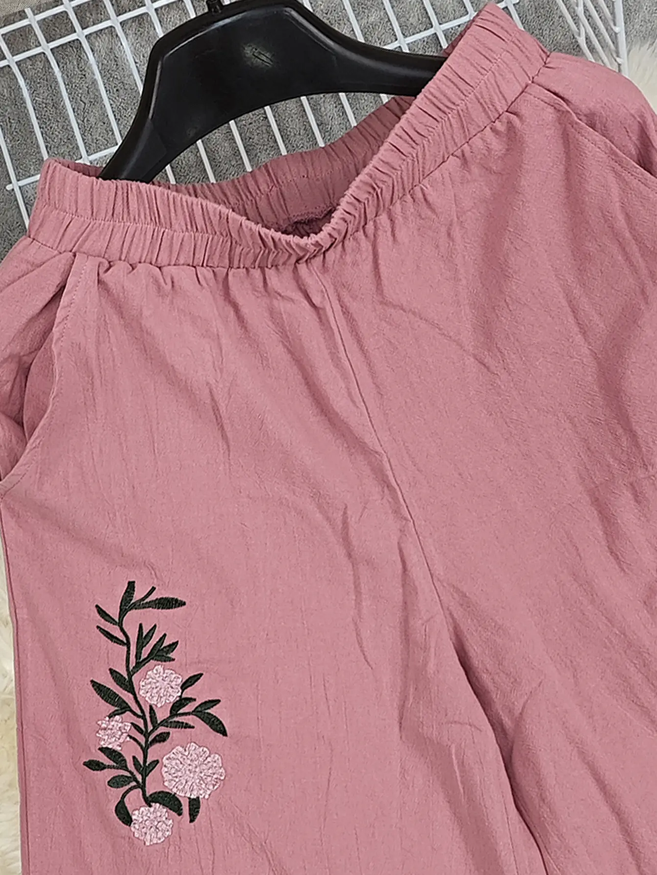 Wide Leg Pant Women Long Pants Casual Loose High Waist Straight Trousers Regular Y2k Streetwear Elegant Embroidery Capris