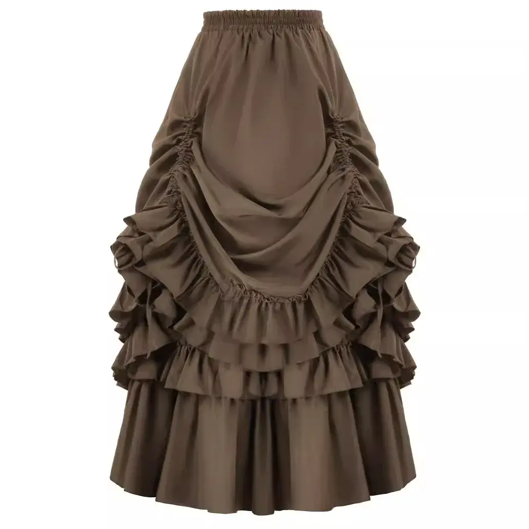 Skirt Women Vintage Fishtail Party A Line Lace Up Drawstring Long Skirts Maxi Halloween Costumes Party High Waist Swing Gown