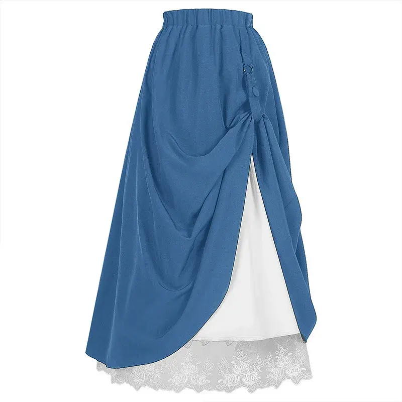 Skirt Women Vintage Fishtail Party A Line Lace Up Drawstring Long Skirts Maxi Halloween Costumes Party High Waist Swing Gown