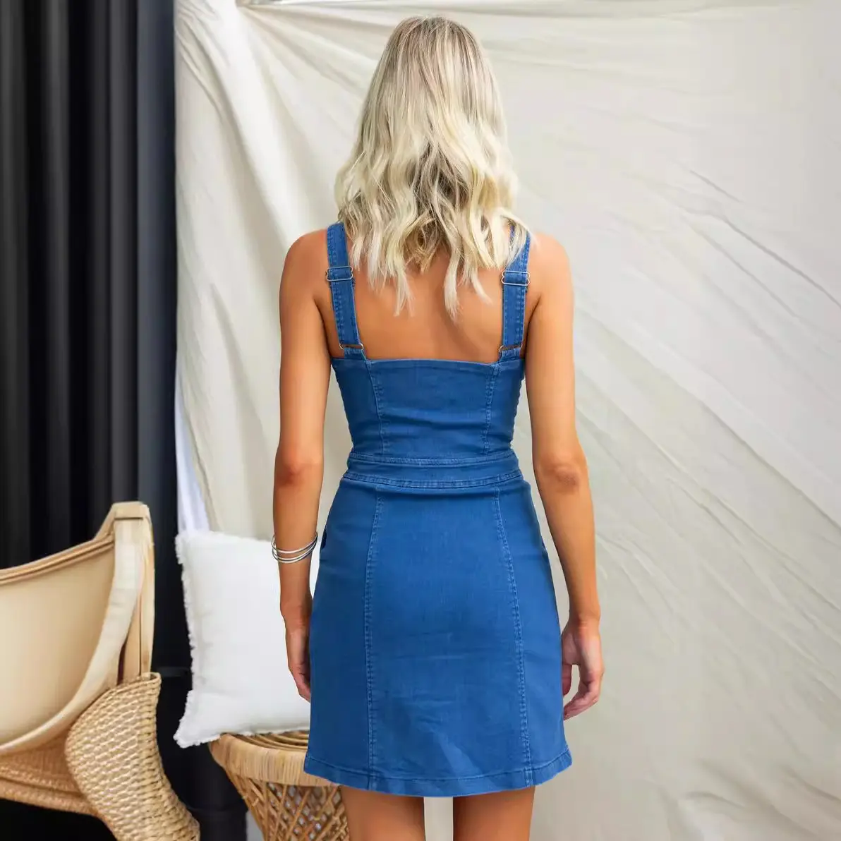 Mid Length Dress Women Denim Dresses Y2k Streetwear Zipper Vestidos Sleeveless Elegant Mom Jeans High Waist Work Summer 2025