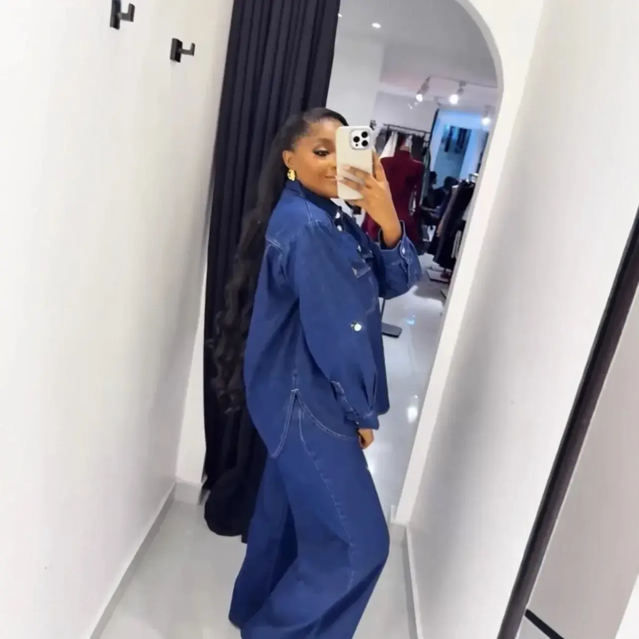 Denim Two Piece Sets Women Coat Mom Jeans Pockets Single Breasted Turn Down Collar Outfits Jacket Straight Pants Suit 2025