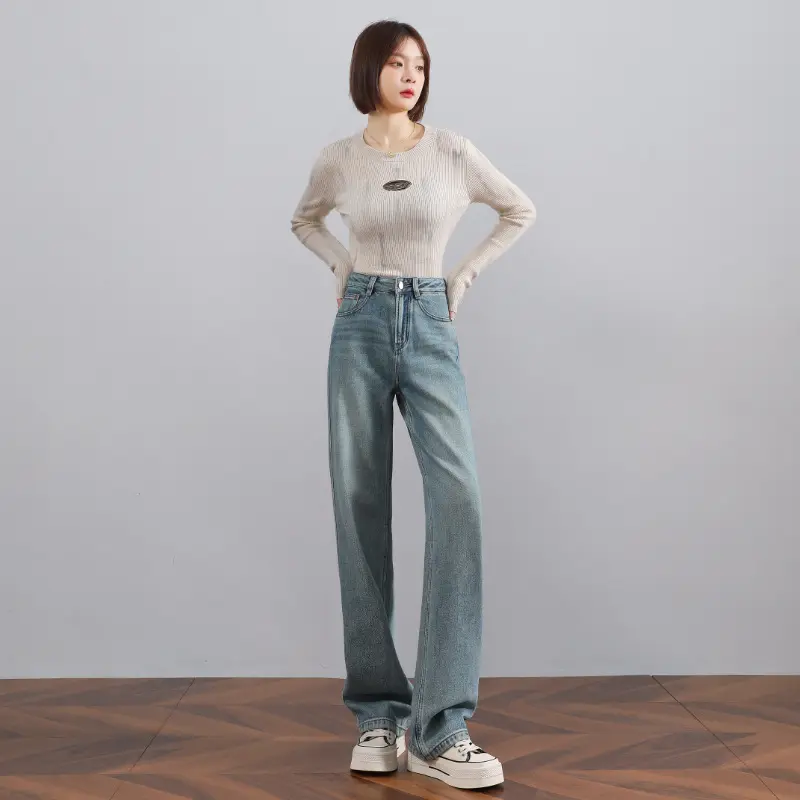 Women Straight Jeans Mom High Waist Trousers Button Zipper Basic Pants Y2k Streetwear Loose 2025 Summer Demin Pants Jeans