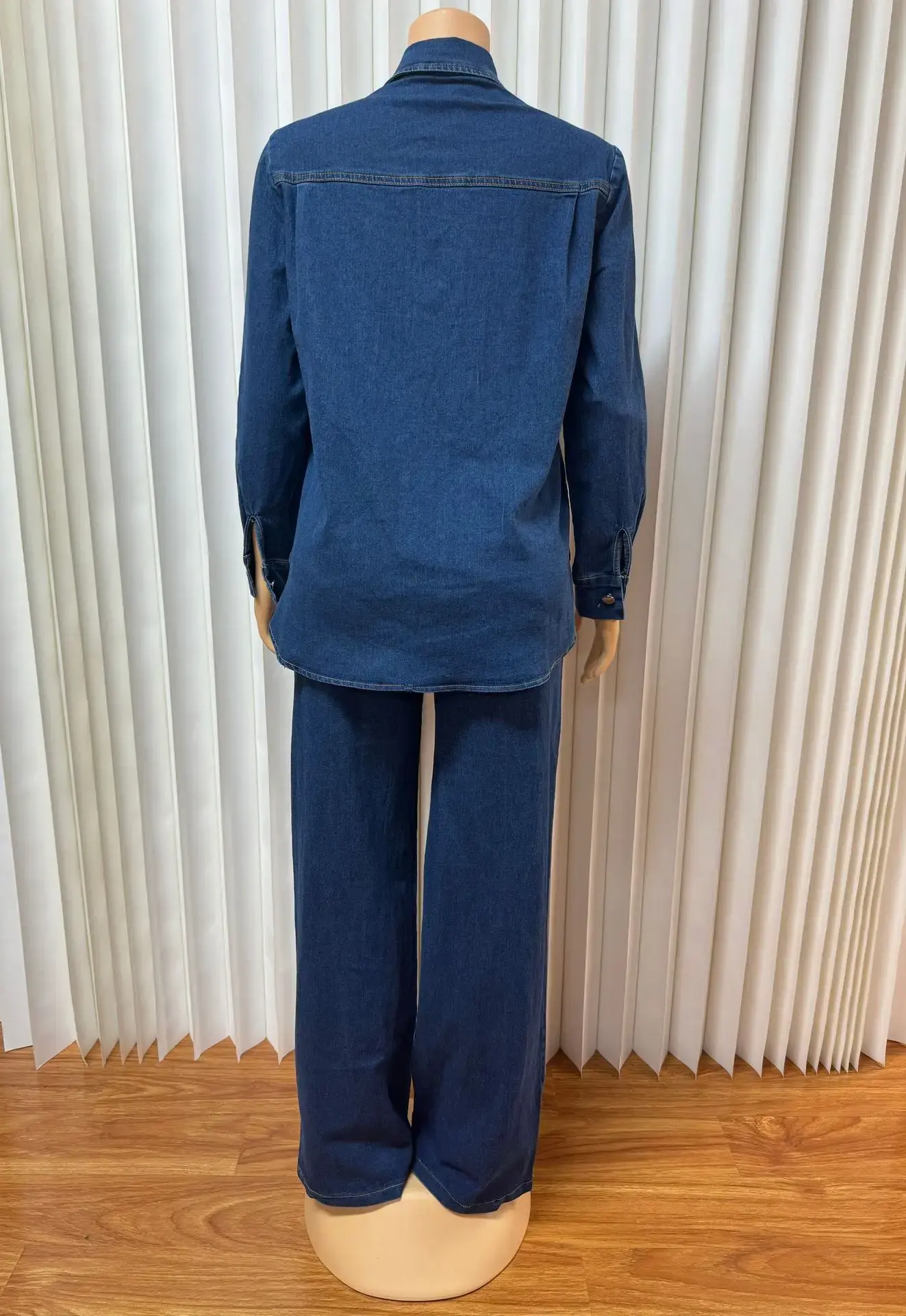 Denim Two Piece Sets Women Coat Mom Jeans Pockets Single Breasted Turn Down Collar Outfits Jacket Straight Pants Suit 2025