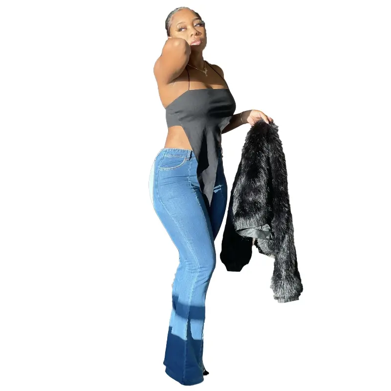 Denim Pants Women Mom Jeans Long Pants Sheath Slim Fit High Waist Straight Trousers Y2k Streetwear Elegant Splice Party Club