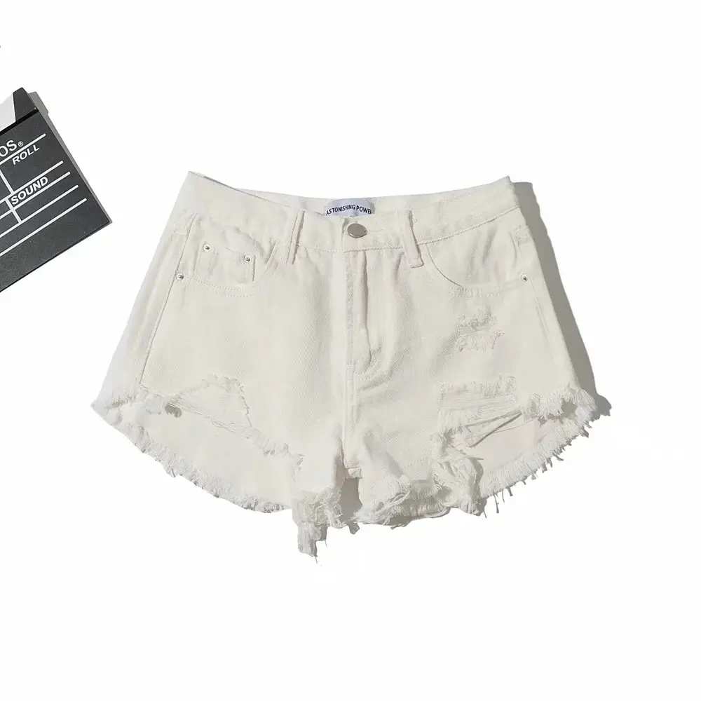 Shorts Denim Pant Women Mom Jeans Short Pants Slim Fit High Waist Sexy Trousers Y2k Streetwear Hole Splice Party Club Summer