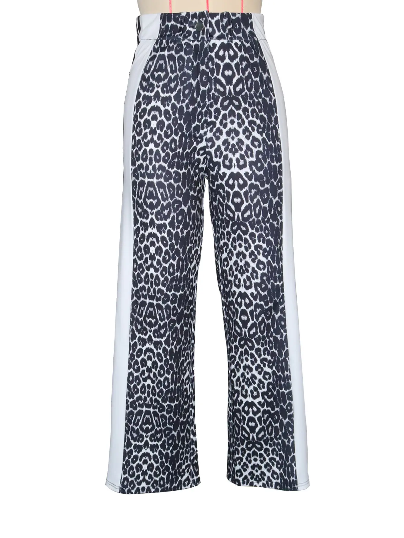 Pant Women Wide Leg Long Pants Leopard Print High Waist Straight Trousers Y2k Streetwear Casual Loose Splice Mom Capris Club