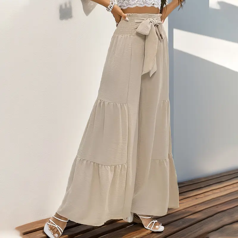 Flare Pant Women Long Pants High Waist Straight Trousers Y2k Streetwear Elegant Loose Casual Loose High Elastic Waist Summer