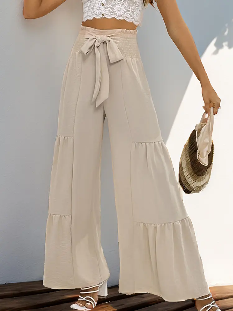 Flare Pant Women Long Pants High Waist Straight Trousers Y2k Streetwear Elegant Loose Casual Loose High Elastic Waist Summer
