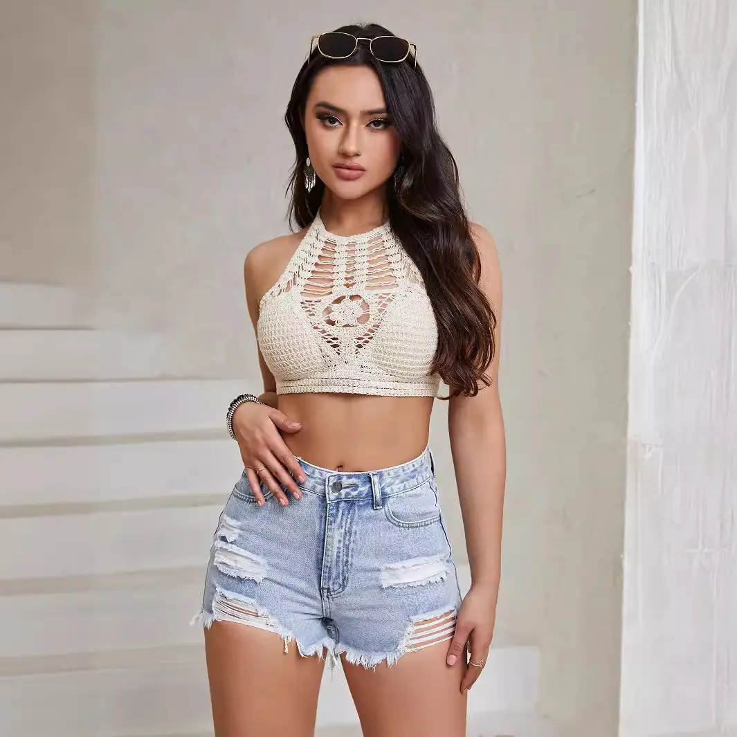 Denim Pants Women Shorts Jeans Short Pants Hole Slim High Waist Trousers Y2k Streetwear Casual Splice Summer 2025 Mom Jeans