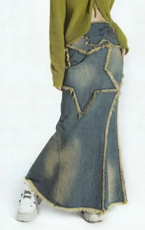 Denim Skirts Women Print Floral Slim Loose Waist Distressed Casual Ankle Length High Street Autumn 2025 Streetwear Y2k Skirts
