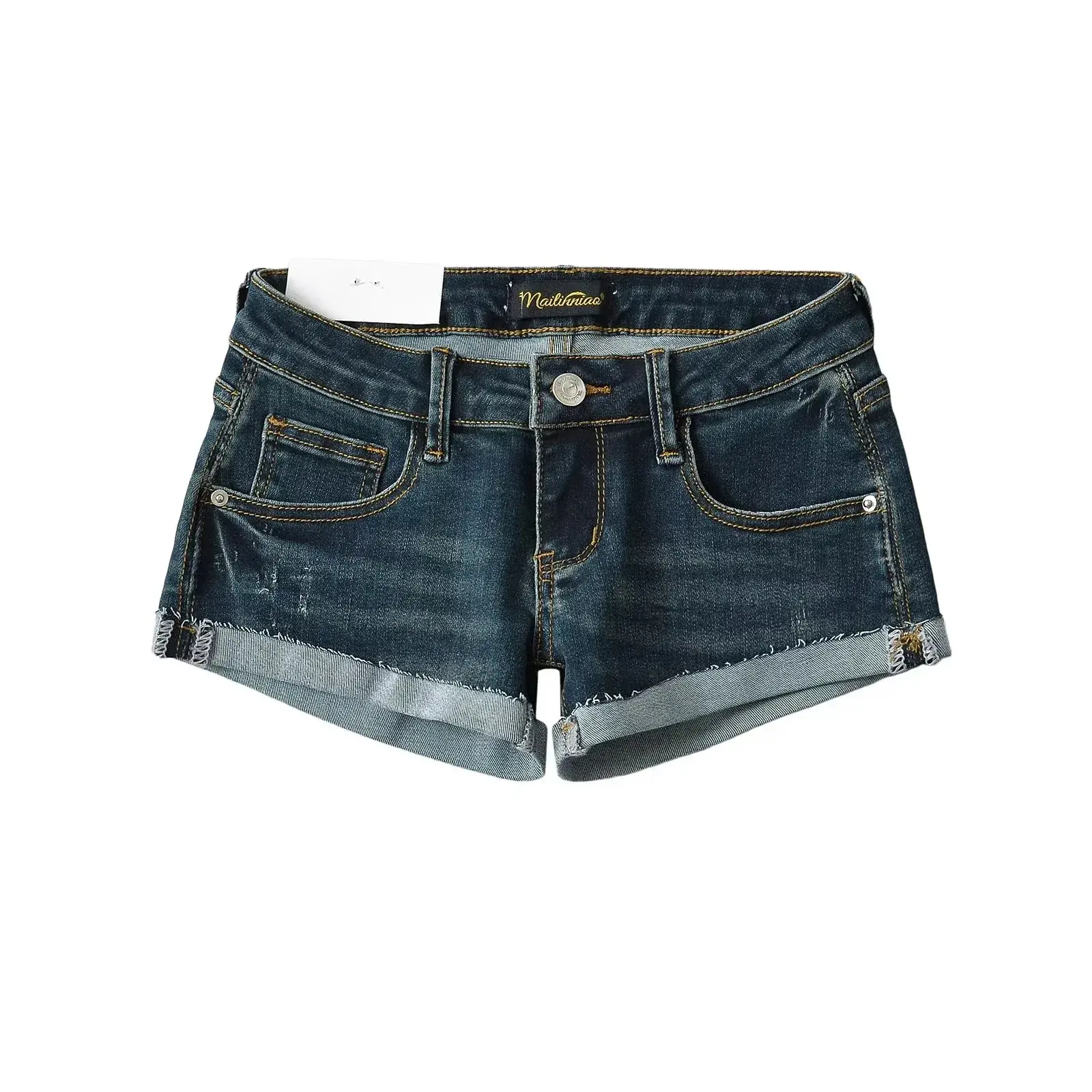 Denim Pant Women Shorts Jeans Short Pants Sexy Slim Mom Low Waist Straight Trousers Y2k Streetwear Hip Wrap Splice Party Club