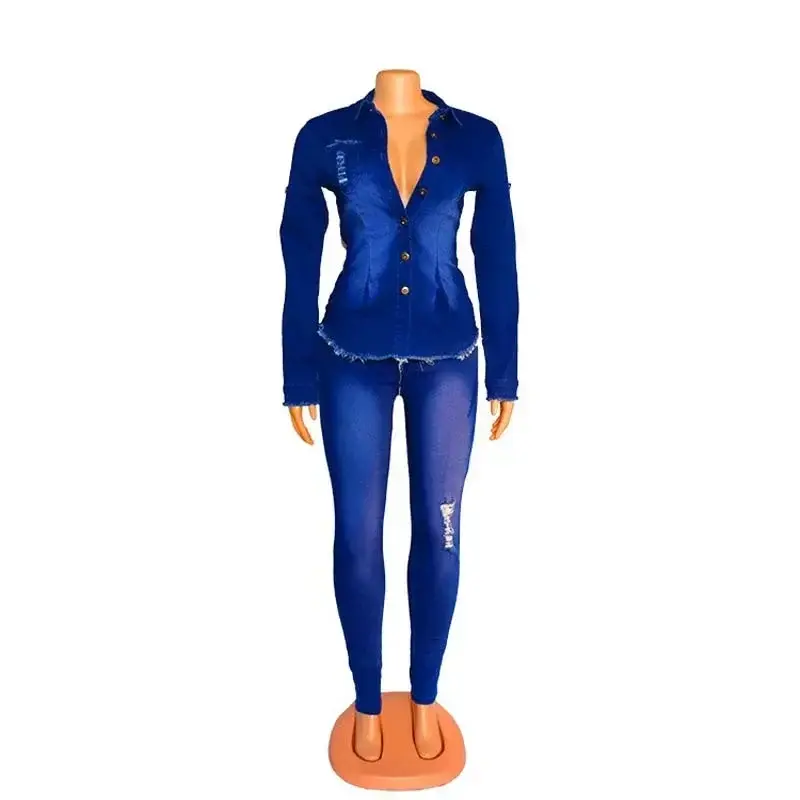 Denim Two Piece Set Jeans Suit Women Matching Sets Jeans Jacket Long Pants Slim Mom Jeans Tracksuit Outfits 2025 Spring Autumn