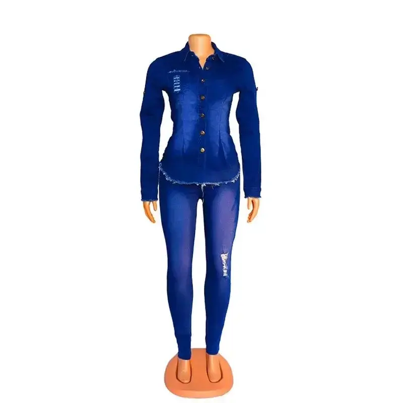 Denim Two Piece Set Jeans Suit Women Matching Sets Jeans Jacket Long Pants Slim Mom Jeans Tracksuit Outfits 2025 Spring Autumn