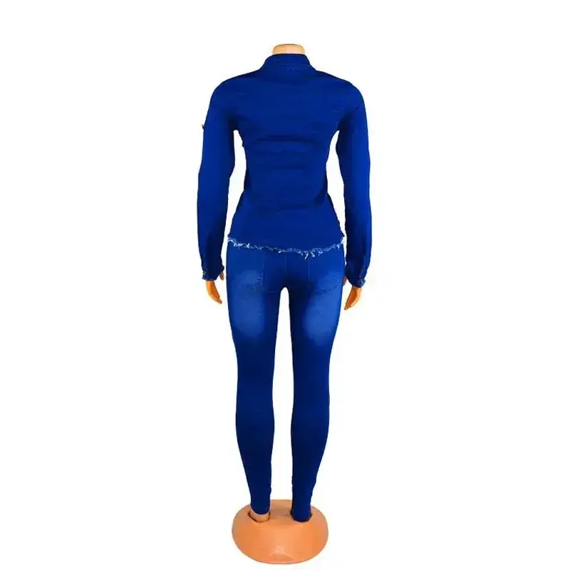 Denim Two Piece Set Jeans Suit Women Matching Sets Jeans Jacket Long Pants Slim Mom Jeans Tracksuit Outfits 2025 Spring Autumn