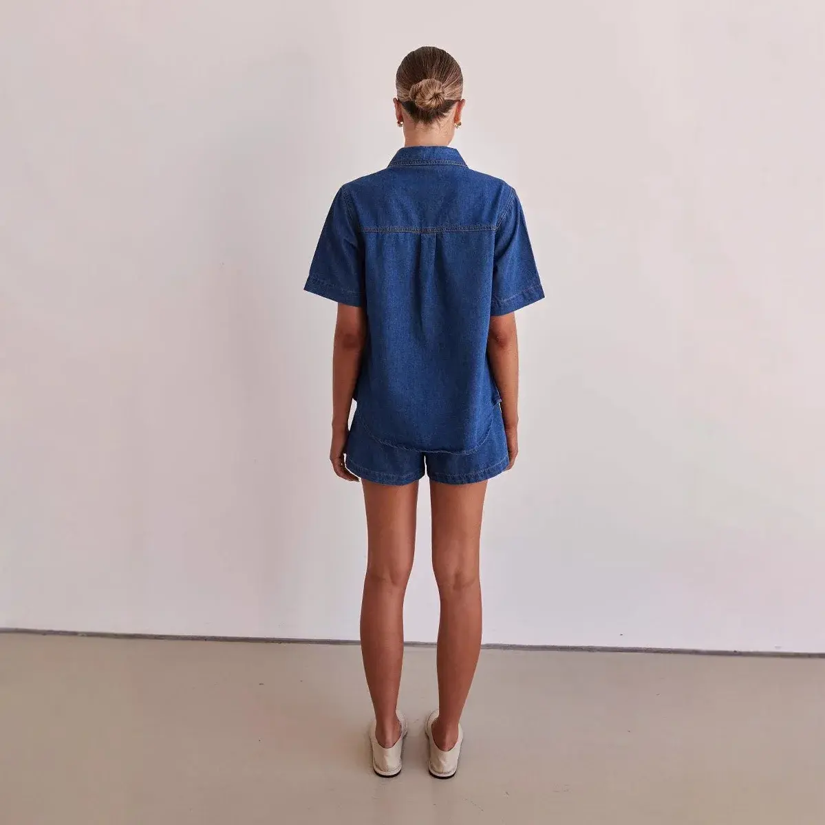 Denim Suits Women Shirt Short Sleeve Single Breasted Pocket Top High Waist Shorts Streetwear Y2k 2025 Vintage Two Piece Sets