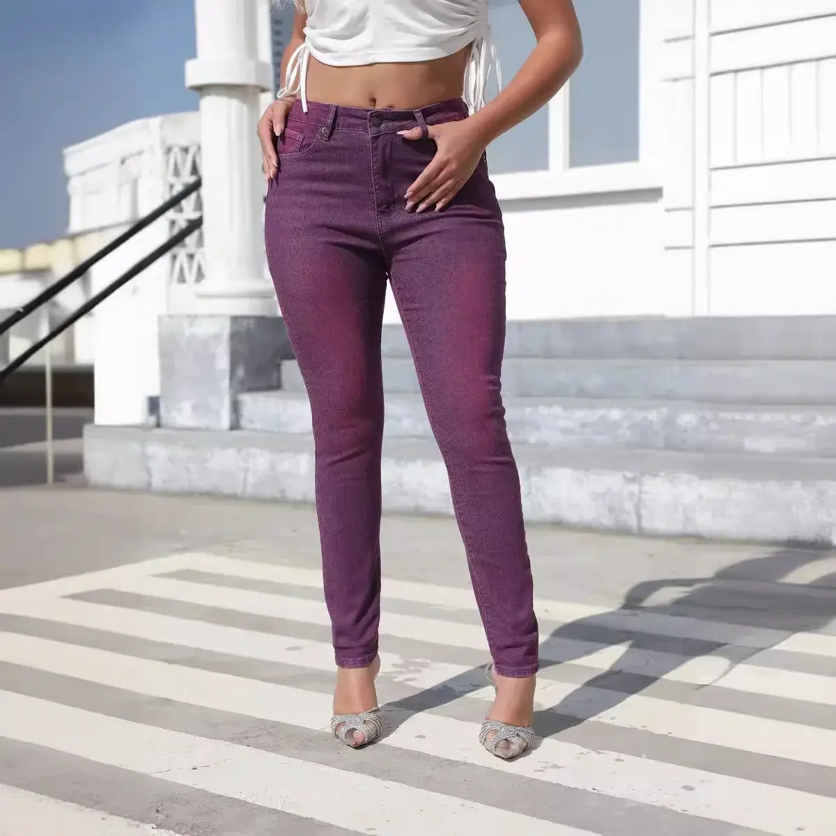 Denim Pencil Pants Women Mom Jeans Stretch High Waist Washed Distressed Vintage Skinny 2025 Y2k Streetwear Ankle Length Trousers