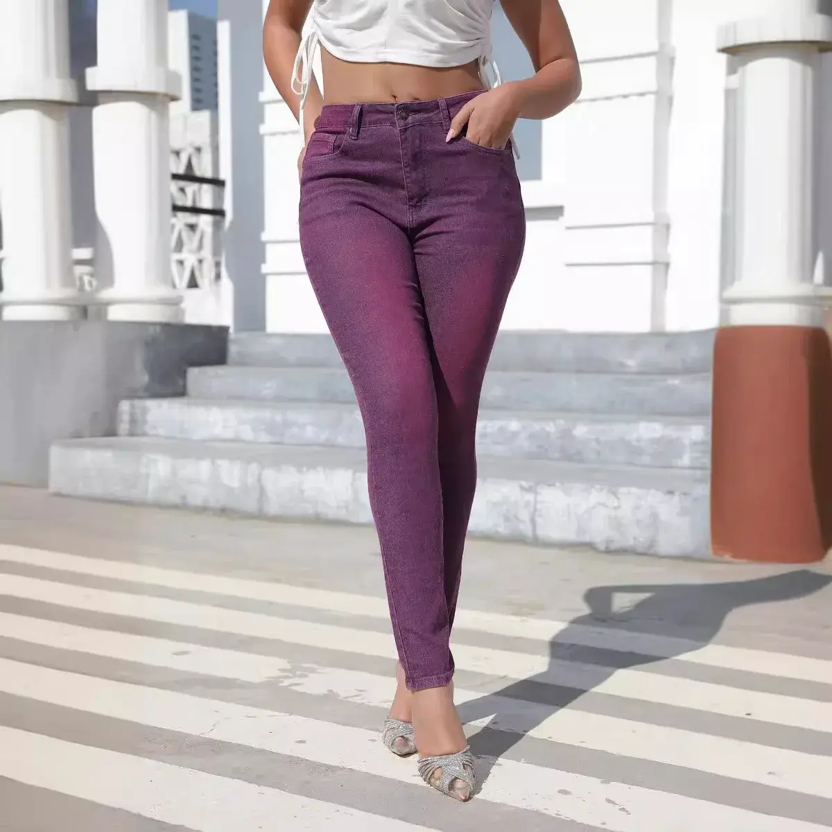 Denim Pencil Pants Women Mom Jeans Stretch High Waist Washed Distressed Vintage Skinny 2025 Y2k Streetwear Ankle Length Trousers