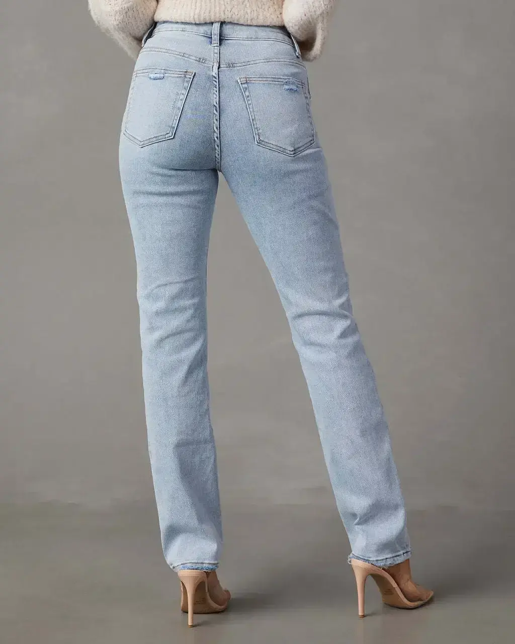 Jeans Women Denim Straight Pants High Waist Zipper Fly Flat Washing Slim Mom Pockets Office Lady Spring Autumn 2025 Solid Color