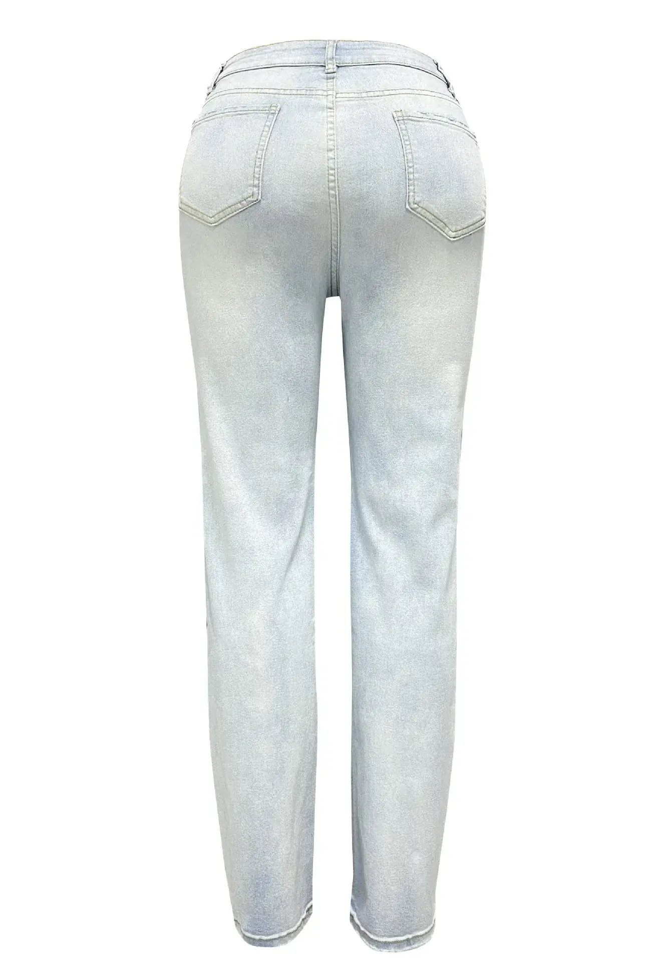 Jeans Women Denim Straight Pants High Waist Zipper Fly Flat Washing Slim Mom Pockets Office Lady Spring Autumn 2025 Solid Color