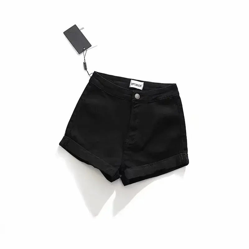 Denim Pant Women Shorts Jeans Short Pants Sexy Slim Fit High Waist Straight Trousers Y2k Streetwear Simple Splice Party Club