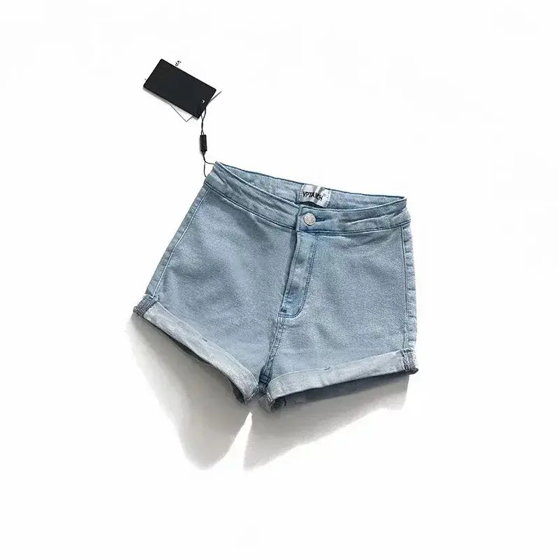 Denim Pant Women Shorts Jeans Short Pants Sexy Slim Fit High Waist Straight Trousers Y2k Streetwear Simple Splice Party Club