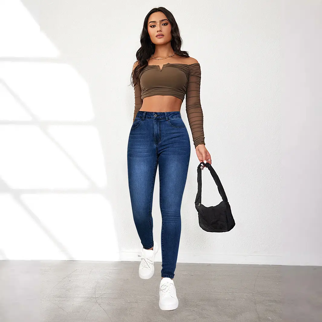 Mom Jeans Women Denim Pant Long Pants Sheath Slim Fit High Waist Straight Trousers Y2k Streetwear Elegant Bodycon Sexy Work