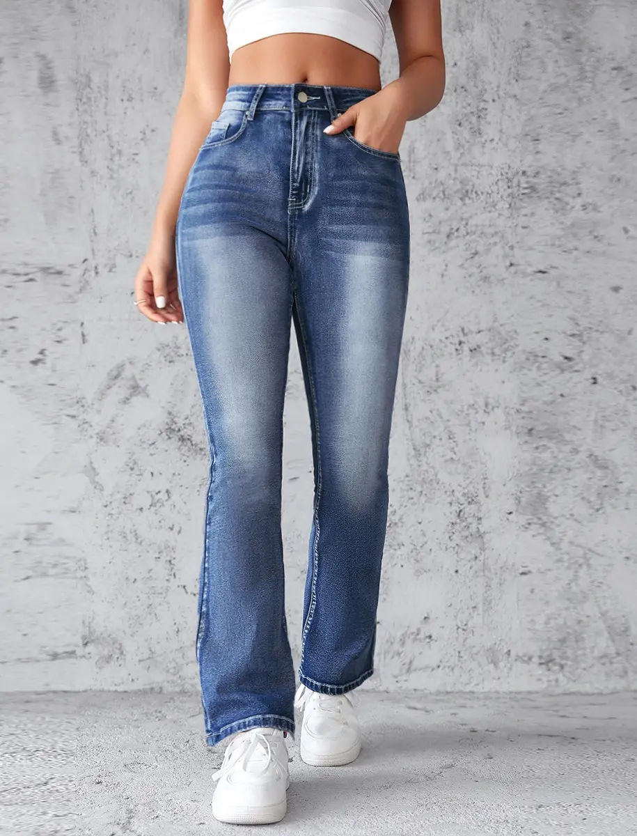 Straight Denim High Waist Pants Women Ankle Length Solid Jean Washed Zipper Fly Basics Vintage Loose Fit Pockets 2024 Summer