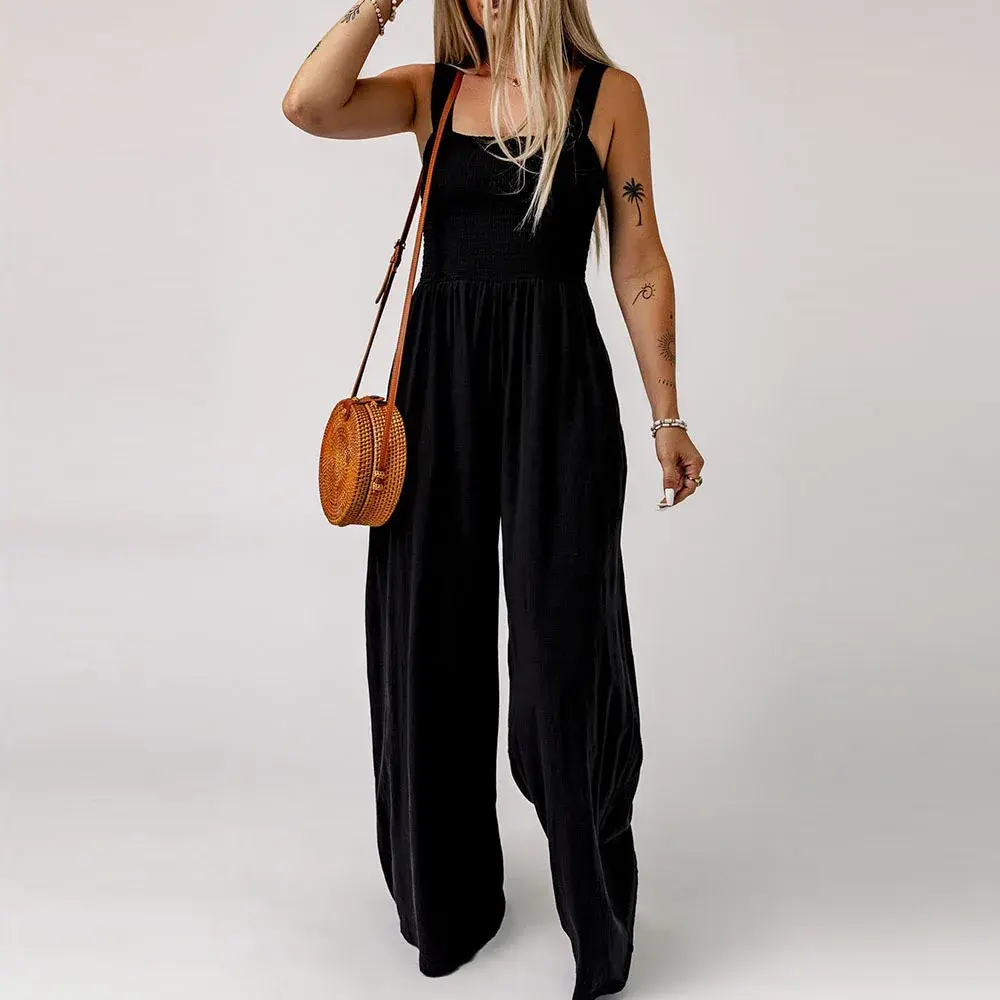 Elegant Women Jumpsuit 2023 Summer Sexy Suspenders Sleeveless One Piece Wide Leg Pants Office Work Clothes Ladies Overalls