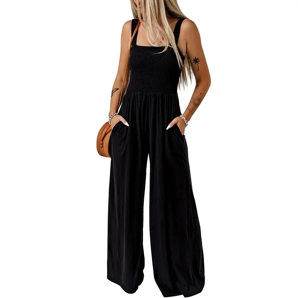 Elegant Women Jumpsuit 2023 Summer Sexy Suspenders Sleeveless One Piece Wide Leg Pants Office Work Clothes Ladies Overalls