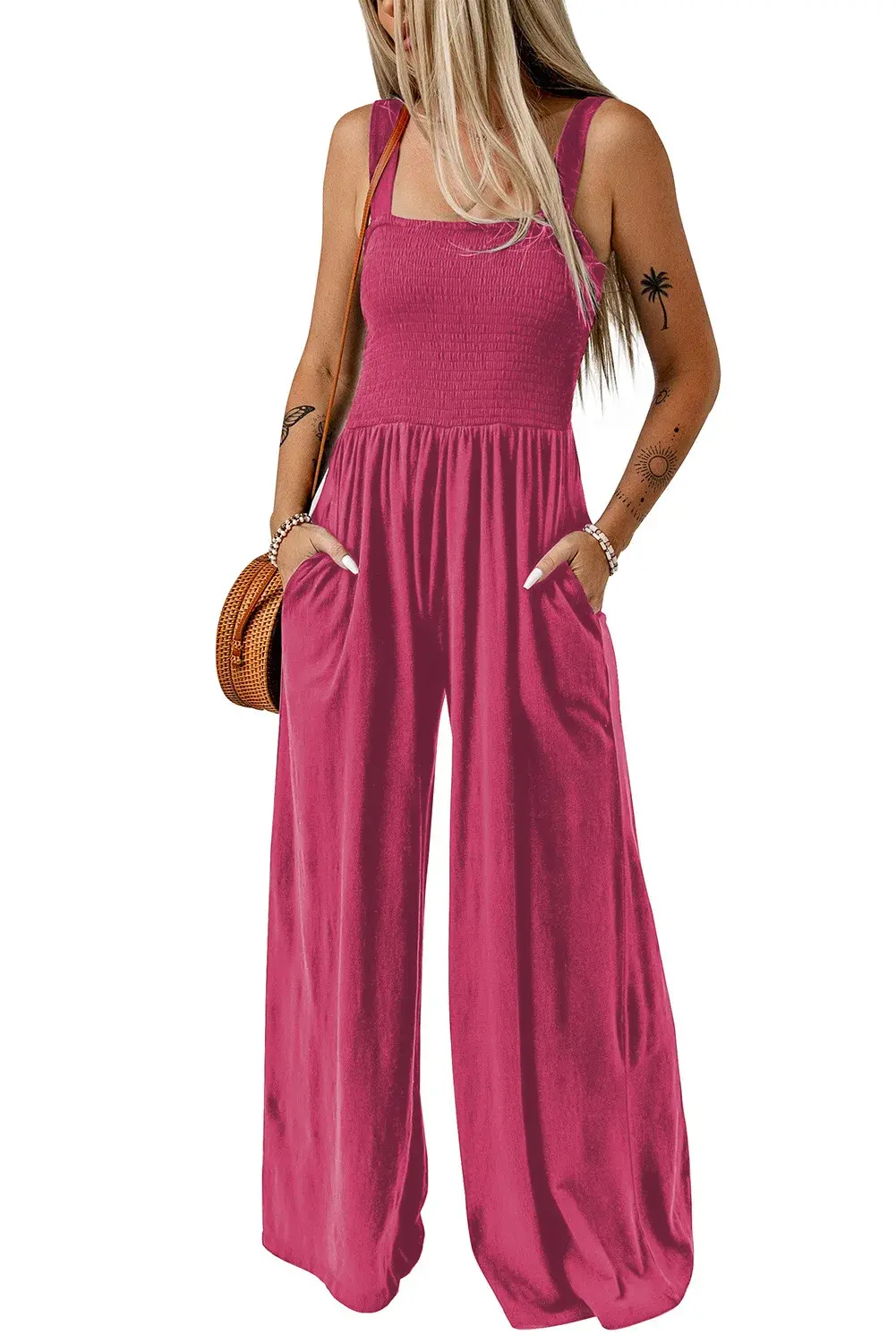 Elegant Women Jumpsuit 2023 Summer Sexy Suspenders Sleeveless One Piece Wide Leg Pants Office Work Clothes Ladies Overalls