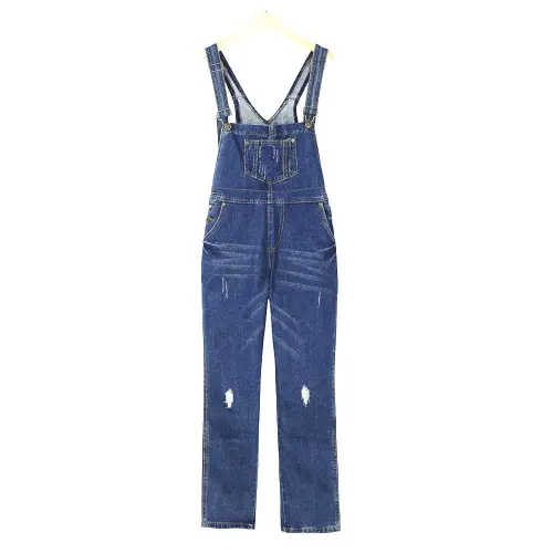 Overalls Jeans Women Suspenders Blue Pants Denim Wide Leg Long Pant Jumpsuits Button Pocket Rompers Maxi Straight Trousers